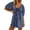 Blue, variant on Rompers for Women Summer Casual Striped Puff Short Sleeve Wide Leg Shorts Oversized Adjustable Neck One Piece Jumpsuits with Pockets