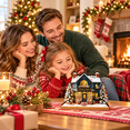 thumbnail image 4 of Christmas Village Decor, Wooden Woodland Cottage Tabletop House with Soft Light for Mantel Shelf Desk and Dining Table, 4.72 x 4.33 x 0.79 in, 4 of 6