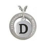 Silvertone Capital Letter - D - Pebble Disc - Custom Engraved Affirmation Ring Necklace
