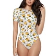 thumbnail image 2 of Picia Bee and Flowers Womens One Piece Swimsuits Modest Tummy Control Bathing Suits Lace Up Slimming Swim Suit-Large, 2 of 9