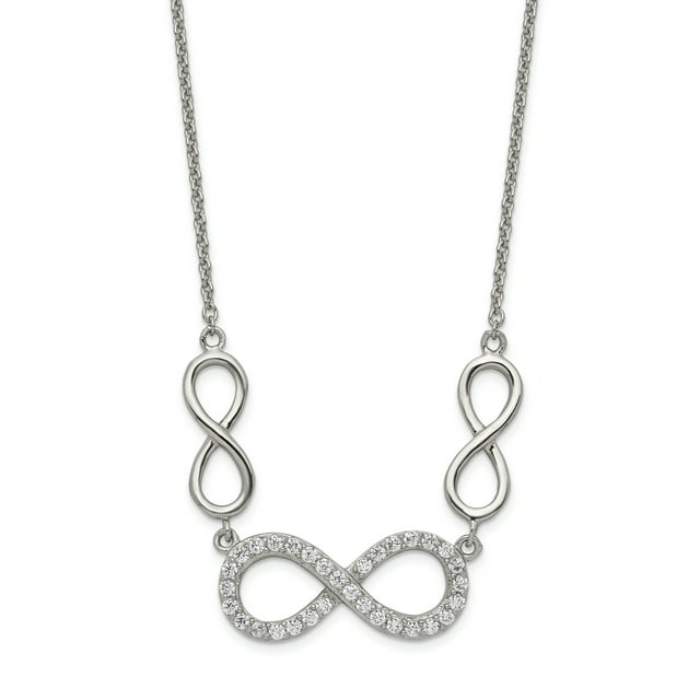 925 Sterling Silver Cubic Zirconia Cz Infinity Symbol Chain Necklace Pendant Charm