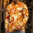thumbnail image 2 of LNZGNM T-shirts for Men Long Sleeve Crew Neck Camo Comfortable Soft with Easy Care Tee Vacation Leisure Everyday,Saffron(XL), 2 of 8