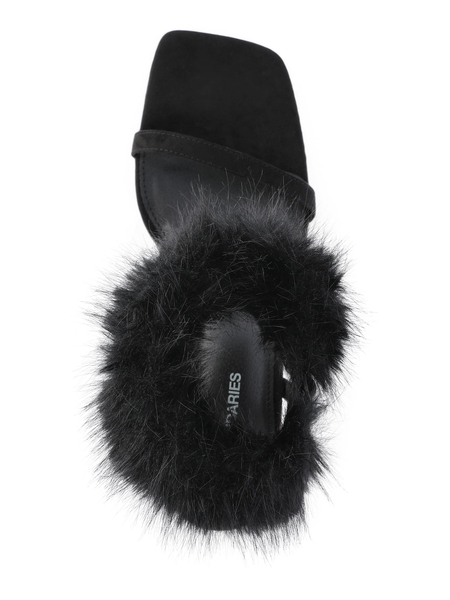 No Boundaries Women's Block Heel with Fur Ankle Strap