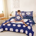 thumbnail image 3 of Erosebridal Teens Baseball Gaming Letter J Monogrammed Bedding Comforter Set 7pcs,Girls Boys Sport Gamer Queen Bedding Sets,Navy Blue Reversible,Luxury Bedroom Decor, 3 of 6