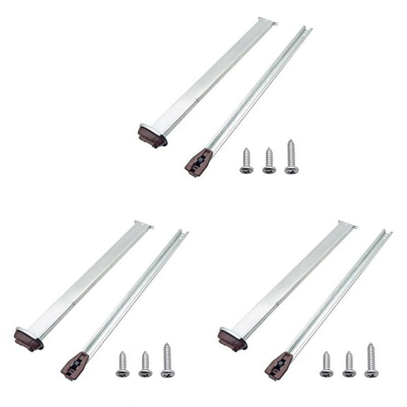 3X Metal Drawer Slide Replacement for Various Dressers and Nightstands, Track Rail Kit with Plate