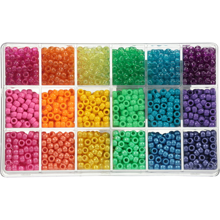 The Beadery Craft Products Rainbow Assorted Plastic Pony Beads 2300 Ct Box