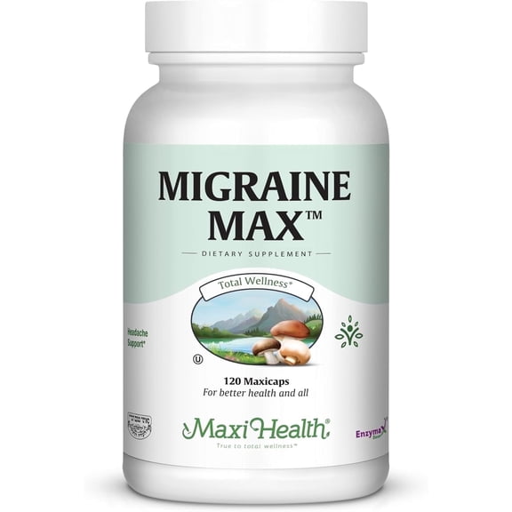 Maxi Health Migraine Max – Migraine & Headache Support with Feverfew, Magnesium & CoQ10 – 120 Capsules