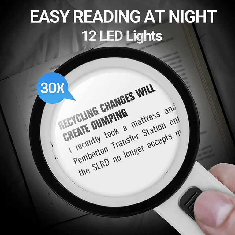 LED Magnifier, 5X, 3.2 inch, High Power Double Glass Lens