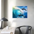 thumbnail image 4 of COMIO  Dolphin Wall Art Blue Ocean Jumping Dolphins Animal Bathroom Decor Painting Picture Prints on Canvas Framed Home Wall Decoration, 4 of 5