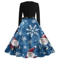 thumbnail image 4 of Christmas Dresses for Women Women's Fashion Vintage Long Sleeve Round Neck Christmas Printed Evening Party Dresses for Formal Event,Blue,XL, 4 of 4
