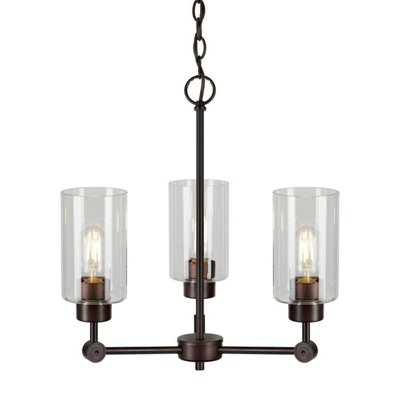 Jayden 3-Light Antique Bronze Chandelier with Clear Glass - Antique Bronze