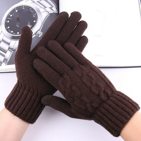 

CHGBMOK Winter Gloves Men Winter Warm Gloves Touchscreen Casual Stretch Thick Kinitted Windproof Gloves Five-Finger Gloves on Clearance