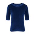 thumbnail image 5 of Hanen Womens Tops 3/4 Sleeve Shirts Round Neck Loose Casual Blouses Solid Color Tshirts Blouses Women, 5 of 6
