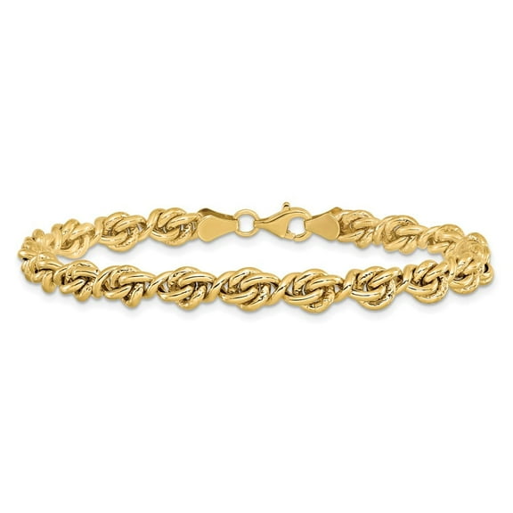 Diamond2Deal 10K Yellow Gold Polished Fancy Link Chain Bracelet for Men 7.25"