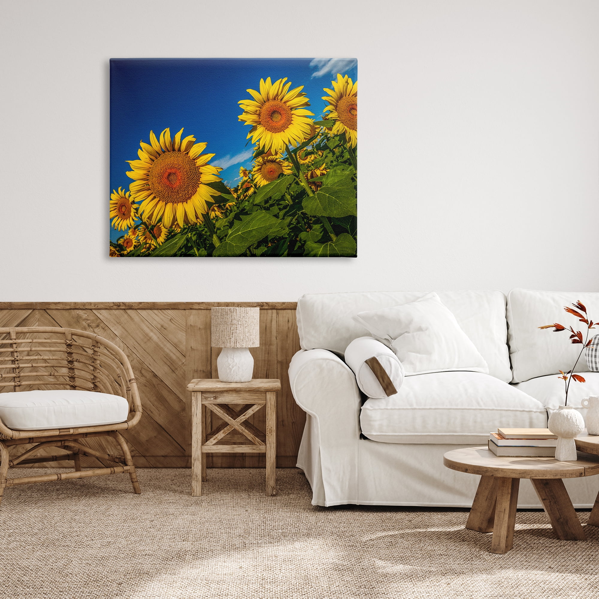 Stupell Industries Gorgeous Sunflower Field Summery Blue Clouds Sky Photograph Gallery Wrapped Canvas Print Wall Art, Design by Steve Smith