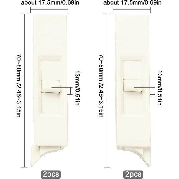 2 Pairs Tilt Latch Pairs White Plastic Construction Sliding Window Latch Replacement Parts Snap-in Latch Pairs Spring Loaded Locks for Home Window Accessories