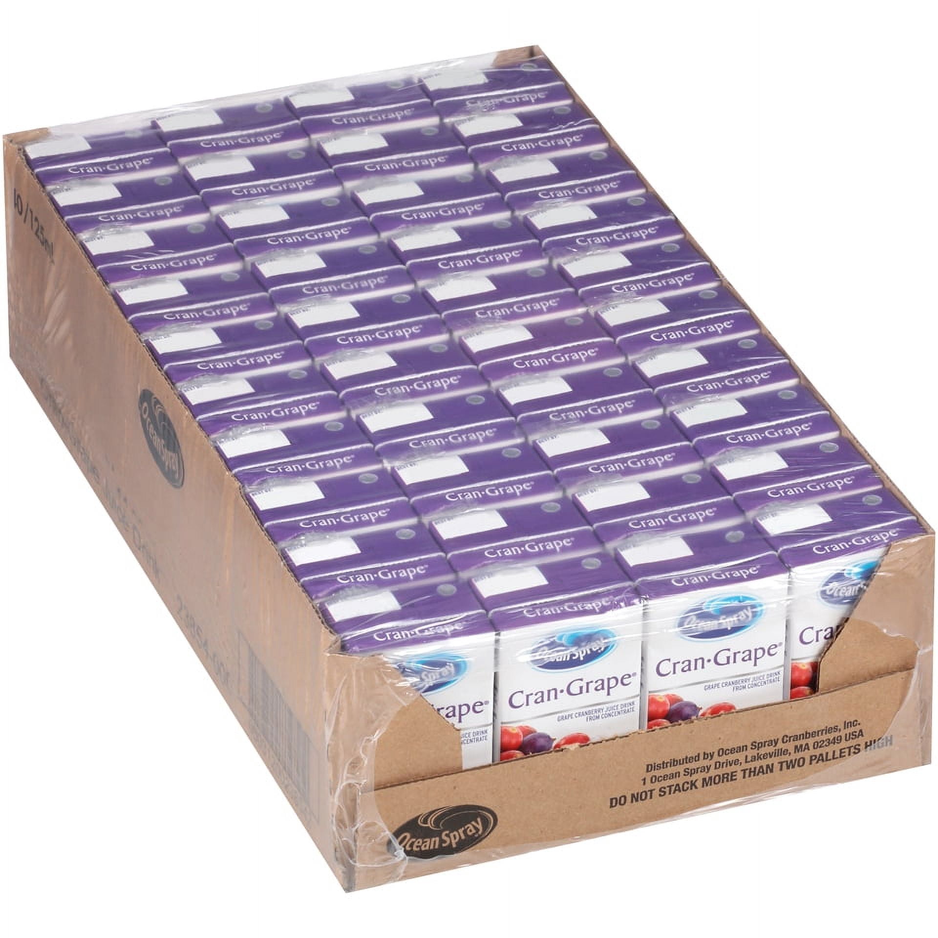Ocean Spray Juice Drink, Cranberry Grape Juice, 4.23 Fl Oz, 40 Count Snack Pack Size