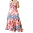 thumbnail image 1 of Robes de Bal Bohème Floral des Femmes sur l'Épaule Flowy A-Line Beach Party Maxi Robe de Retour Robes, 1 of 8