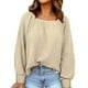 thumbnail image 4 of Blusa de Manga Larga Ticfox Cuello Cuadrado Hombros Caídos Color Albaricoque M, 4 of 6