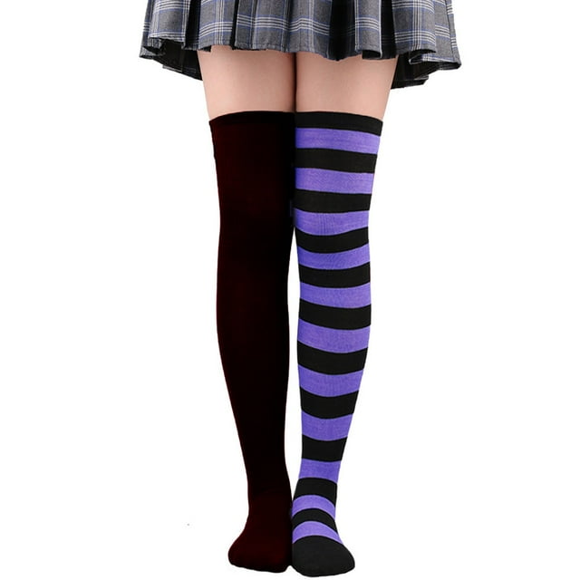Womens Long Socks Color Matching Striped Thigh High Socks Over The Knee Socks Festival Christmas
