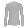thumbnail image 5 of VEKDONE Womens Ribbed Knit Long Sleeve Shirts Slim Fitted Stretchy Tight Tops Basic Solid Color Tees Fall Soft Comfy Yoga Cropped Tops, 5 of 6