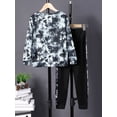 thumbnail image 4 of KIMI BEAR Big Boys Outfits 11T Big Boy Fall Winter Outfits 12T Big Boy Pure Color Casual Stylish Long Sleeve Tie-Dye Sweatshirt + Pants 2PCS Set Black, 4 of 8