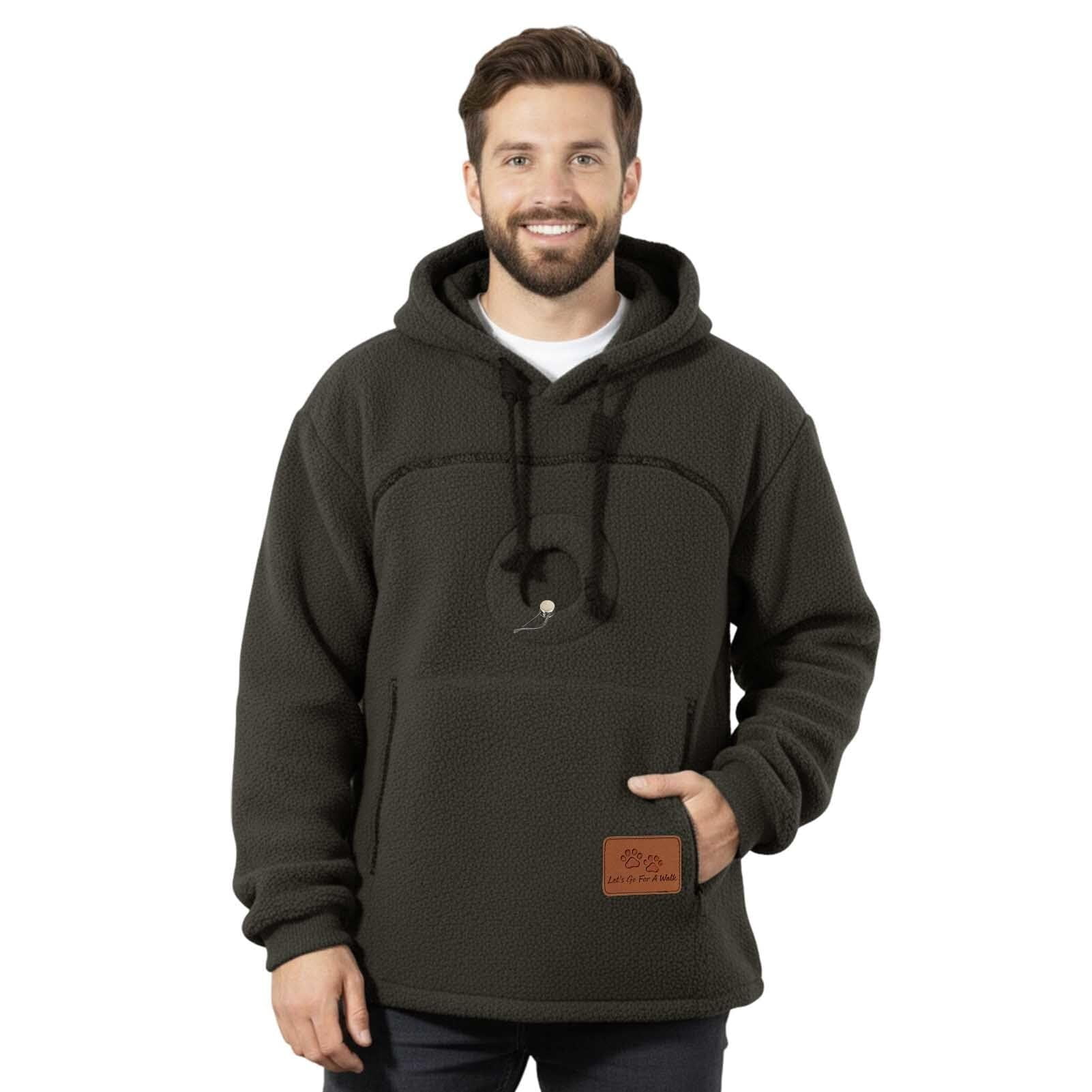 Stralyhd Unisex Hoodies Pet Holder Cozy Soft Sweatshirt with Pet Pocket Fleece Pet Carrier Hoodie Long Sleeve Animal Holder Pullover Gray XXL