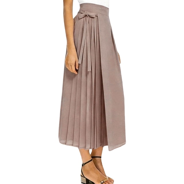 Pantalones de Mujer Traje Elegante Bowknot Asimétrico Plisado Alto de Cintura Ancha de Pierna Ligera de Gasa de las Mujeres Pantalones Casuales para las Fechas de Uso Diario