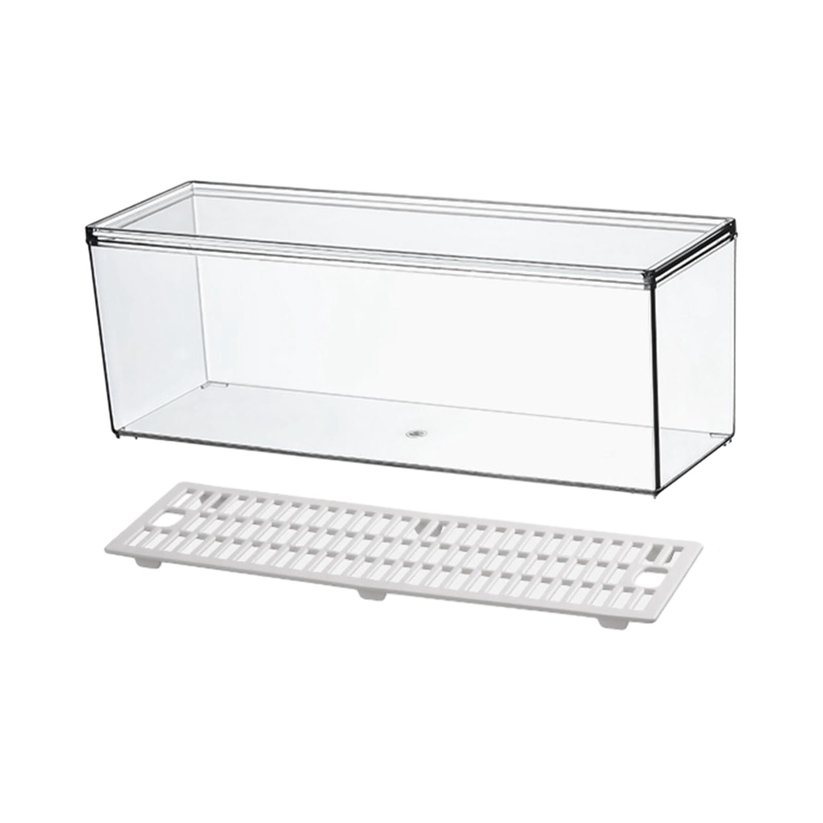 Esquirla Fridge Organizer Chopstick Storage Box Food Storage Bin Multipurpose Flatware Tray Vanity Organizer for Spoons Fruit Cabinets Large and Drain Tray