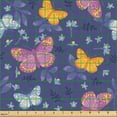thumbnail image 2 of Ambesonne Moth Fabric by the Yard Upholstery, Butterflies Flying in Field, 2 Yards, Blue Violet Multicolor, 2 of 5