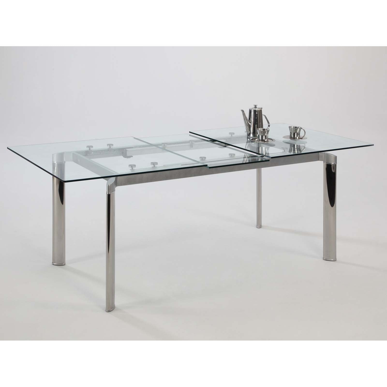 Chintaly Tara Pop Up Extension Glass Dining Table Com