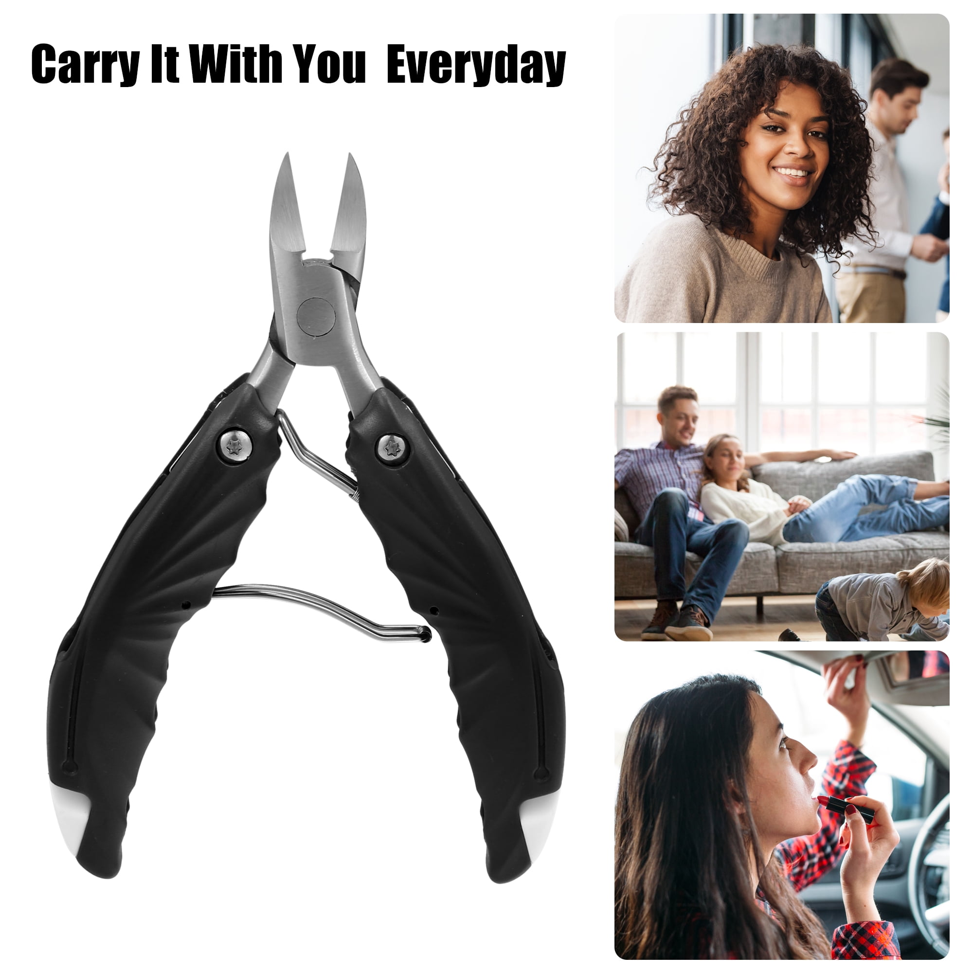 Unique Bargains Stainless Steel Toenail Clippers for Thick Nails Black
