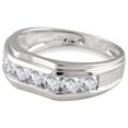 thumbnail image 2 of 10k White Gold 1.00 Carat (ctw) Round Cut Natural White Diamond 7-Stone Mens Anniversary Wedding Band Ring Men's Jewelry (Diamond Color: H-I, Clarity: I2) Ring Size-10.5, 2 of 6