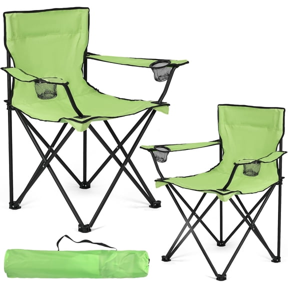 2 Pack Lightweight Camping Chairs, 300LBS Heavy-Duty Portable Folding Chairs with Carry Bag, Compact Design for Camping, Beach, Picnics, and Outdoor Event