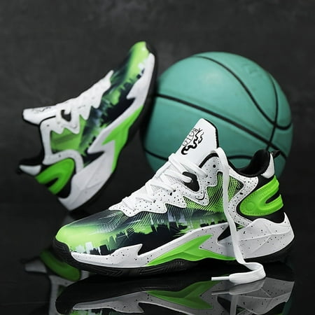 

Unisex Kid s Color Block Basketball Shoes Comfy Breathable Non Slip Shock Absorption Sneakers For Indoor/Outdoor Training Running Walking