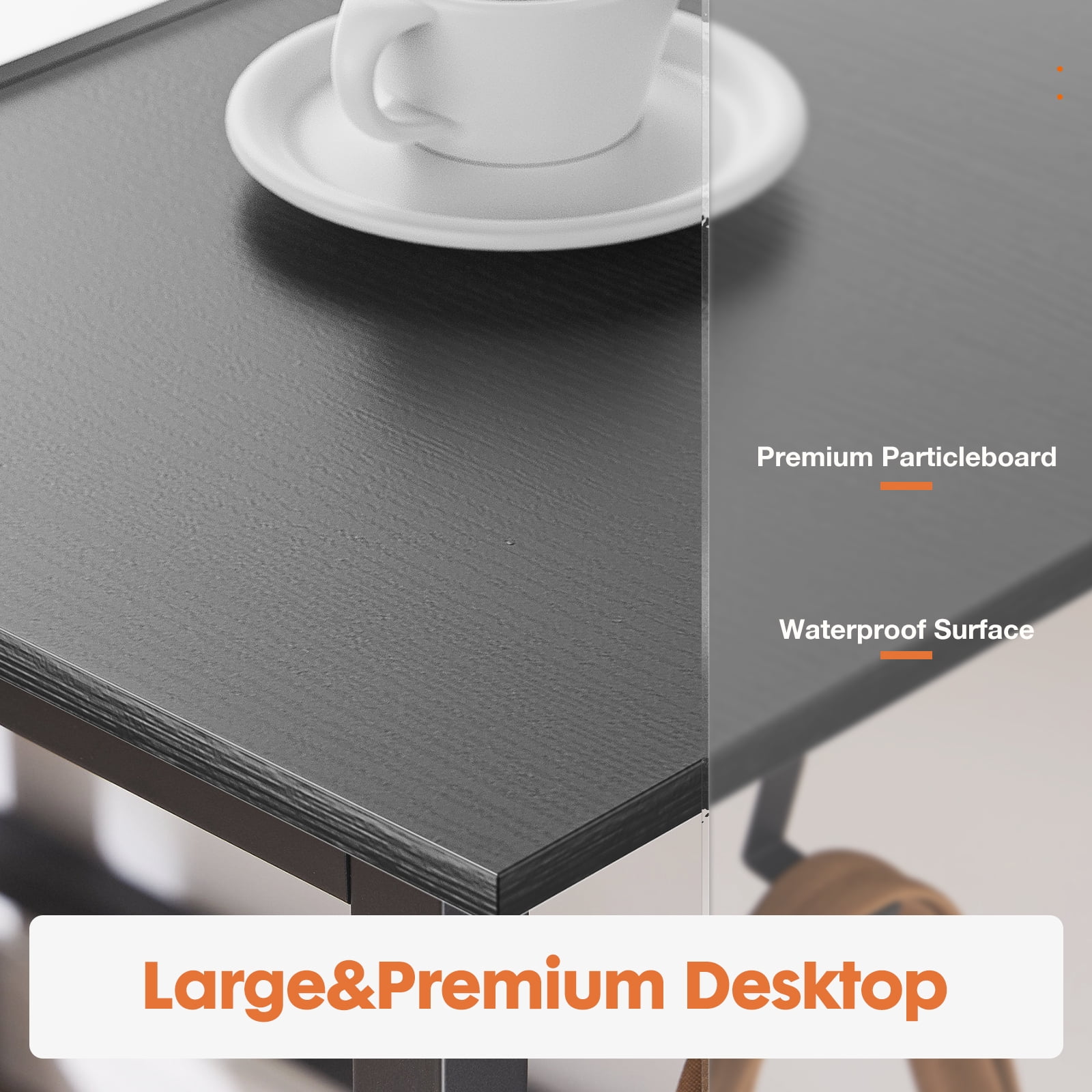 Gianna 40-Inch Laptop Desk with Storage, Home Office Computer Desk， Black