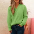 thumbnail image 2 of Women's Long Sleeve Sweatshirt Solid Color Pullover V-neck Sweater Casual Basic Fall Clothes Outfits Fashion Winter Clothing, 2 of 6