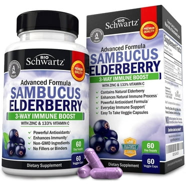 BioSchwartz Elderberry with Zinc and Vitamin | Immunity Support Vitamins for Women and Men | 60 Ct