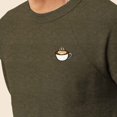 thumbnail image 5 of Dalix Cappuccino Embroidered Fleece Crewneck Long Sleeve Sweatshirt Mens in Heather Olive 2XL XX-Large, 5 of 5