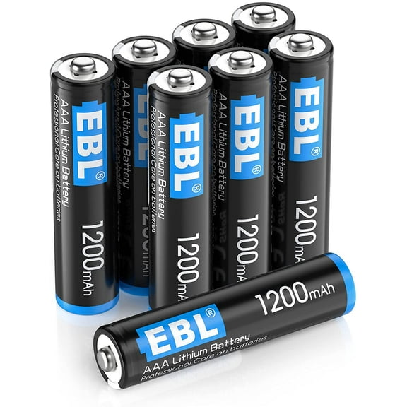 EBL 8 Pack 1200mAh 1.5V AAA Lithium Batteries - High Performance Constant Volt for High-Tech Devices (Non-Rechargeable)