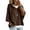 03#Brown, variant on Ladies 3/4 Batwing Sleeve Oversized Solid Color Knit Hooded Pullover Drawstring Casual Daily Top