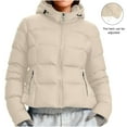 thumbnail image 6 of YOIAVAIOY Puffer Jacket Womens Full Zip Up Jackets Warm Winter Coat Thicken Hooded Puffer Jacket with Pockets Beige XL, 6 of 10