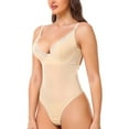 thumbnail image 5 of Elainilye Fashion Bodysuits for Women Tummy Control Shaping Crotch Fit Lace Tight Strap Bodysuit Shapewear,Beige, 5 of 8