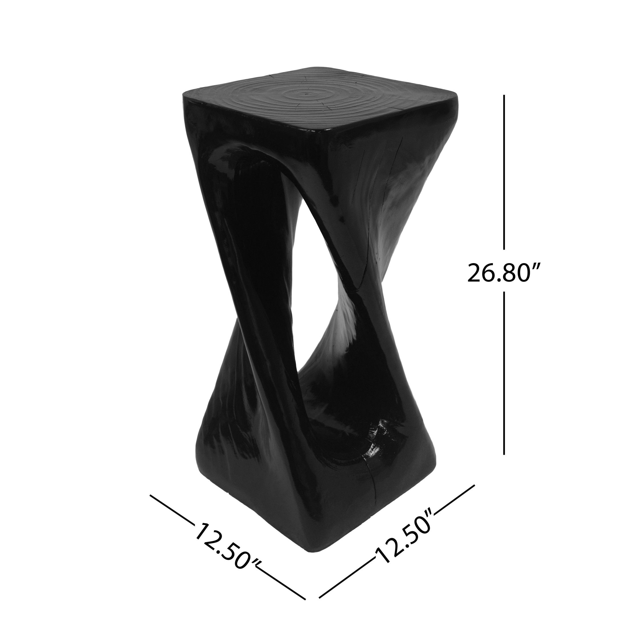 Christopher Knight Home 26.8" Natural Wood Twist Shape Design MGO Outdoor Side Table, Black