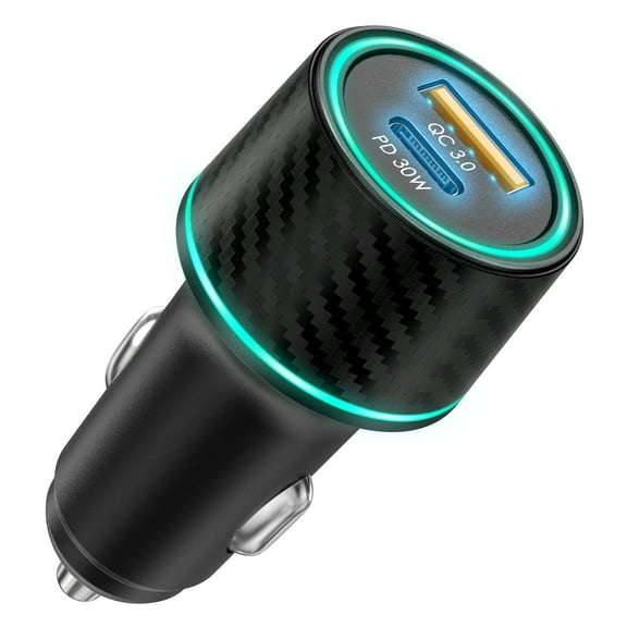 Juyafio 48W Super Fast Car Charger PD 30W USB-C & QC3.0 18W USB-A Dual Port, Portable Car Charger Adapter for iphone, Samsung, Motorola, OnePlus, Google