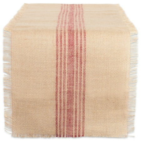 

Barn Red Middle Stripe Burlap Table Runner 14x108 inches