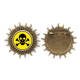 thumbnail image 1 of Químicas peligrosas radiaciones nocivas, tóxicas amarillo patrón círculo espantoso símbolo ilustración Pin de gancho de metal vintage con forma de sol Unbranded M, 1 of 3