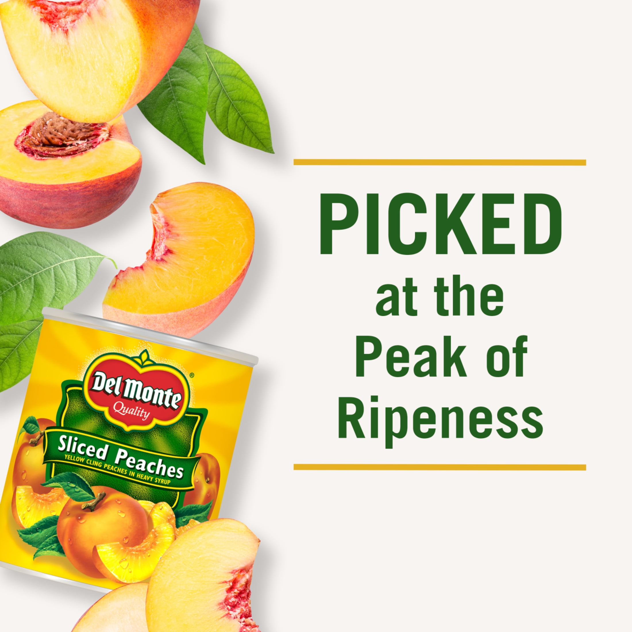 (4 pack) Del Monte Sliced Peaches in Heavy Syrup, Canned Fruit, 29 oz Can