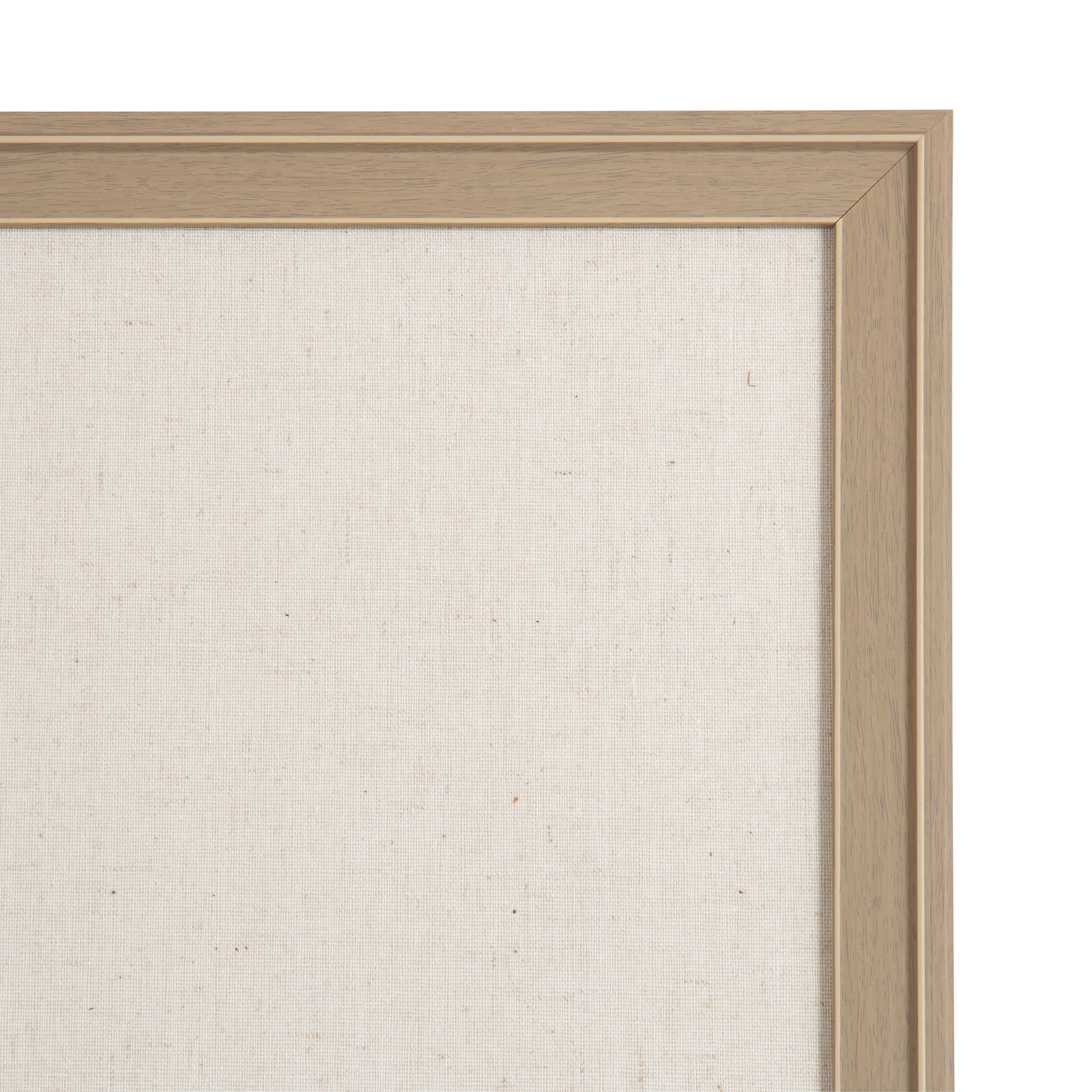 Kate and Laurel Oakhurst Rectangle Framed Linen Fabric Pinboard, 24 x 36, Light Tan, Traditional Decorative Bulletin Board with Stepped Profile and Lightly Distressed Finish