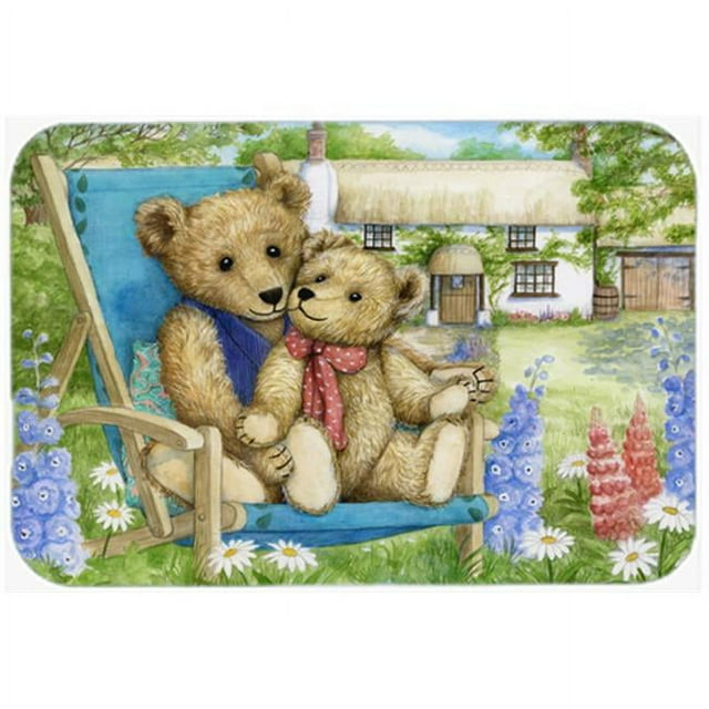 Carolines Treasures CDCO0306LCB Springtime Teddy Bears in Flowers Glass Large Cutting Board